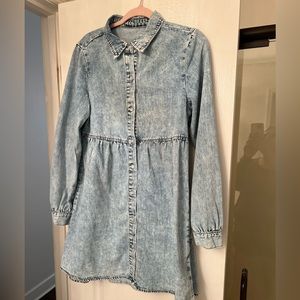 Acid Wash Button Down Dress